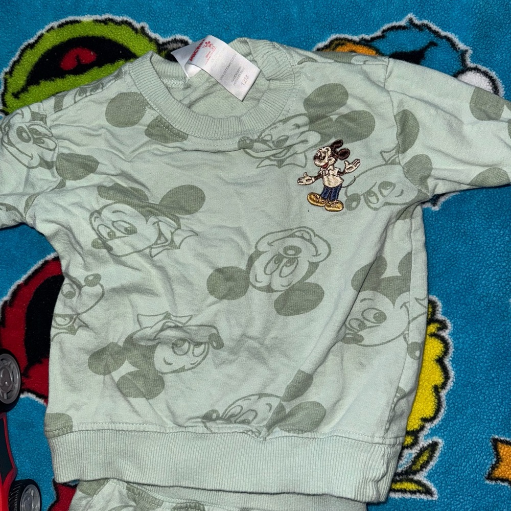 Disney Green Mickey Mouse Matching Sweatshirt Set